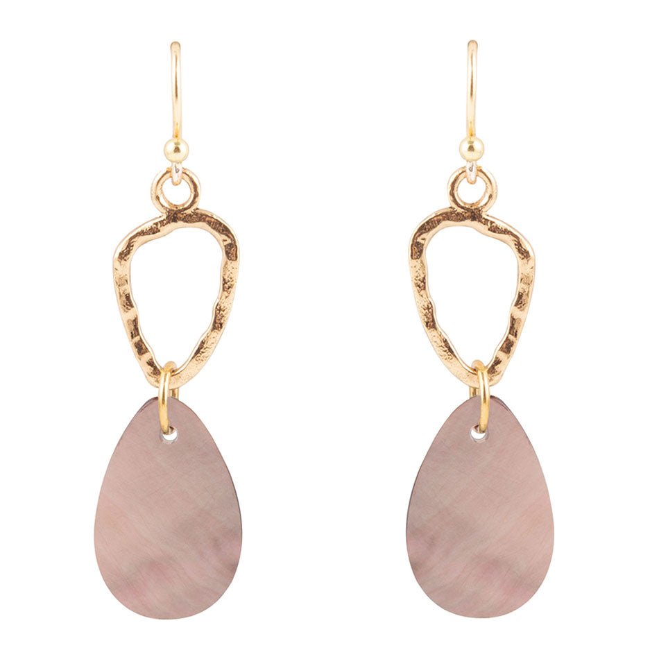 Barse Black Mother of Pearl and Bronze Drop Earrings