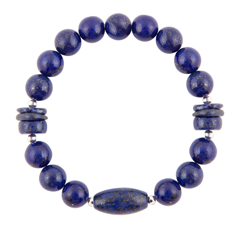 Barse Blue Lapis Beaded Stretch Bracelet