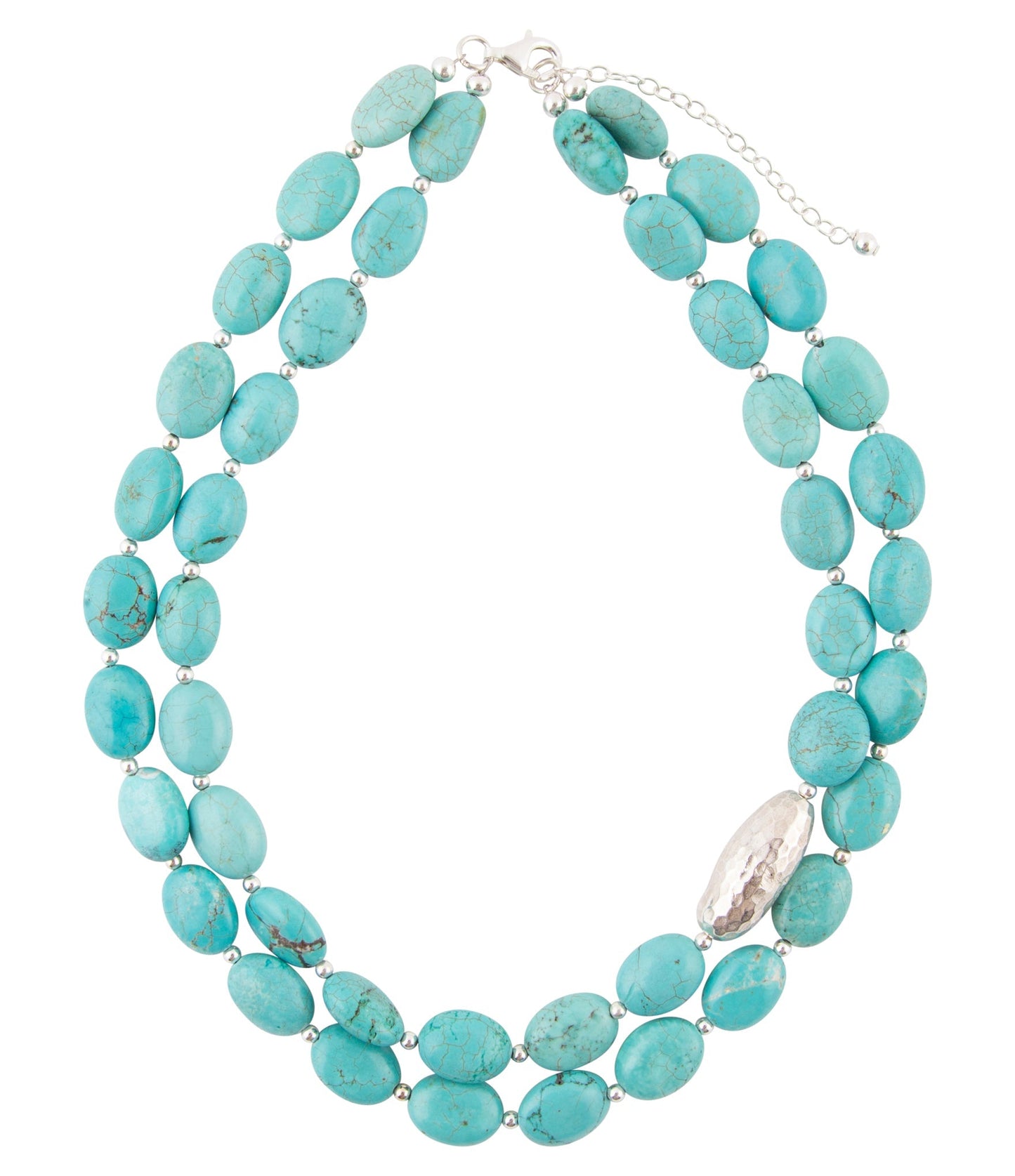 Barse Blue Turquoise Magnesite Sterling Silver Strand Necklace