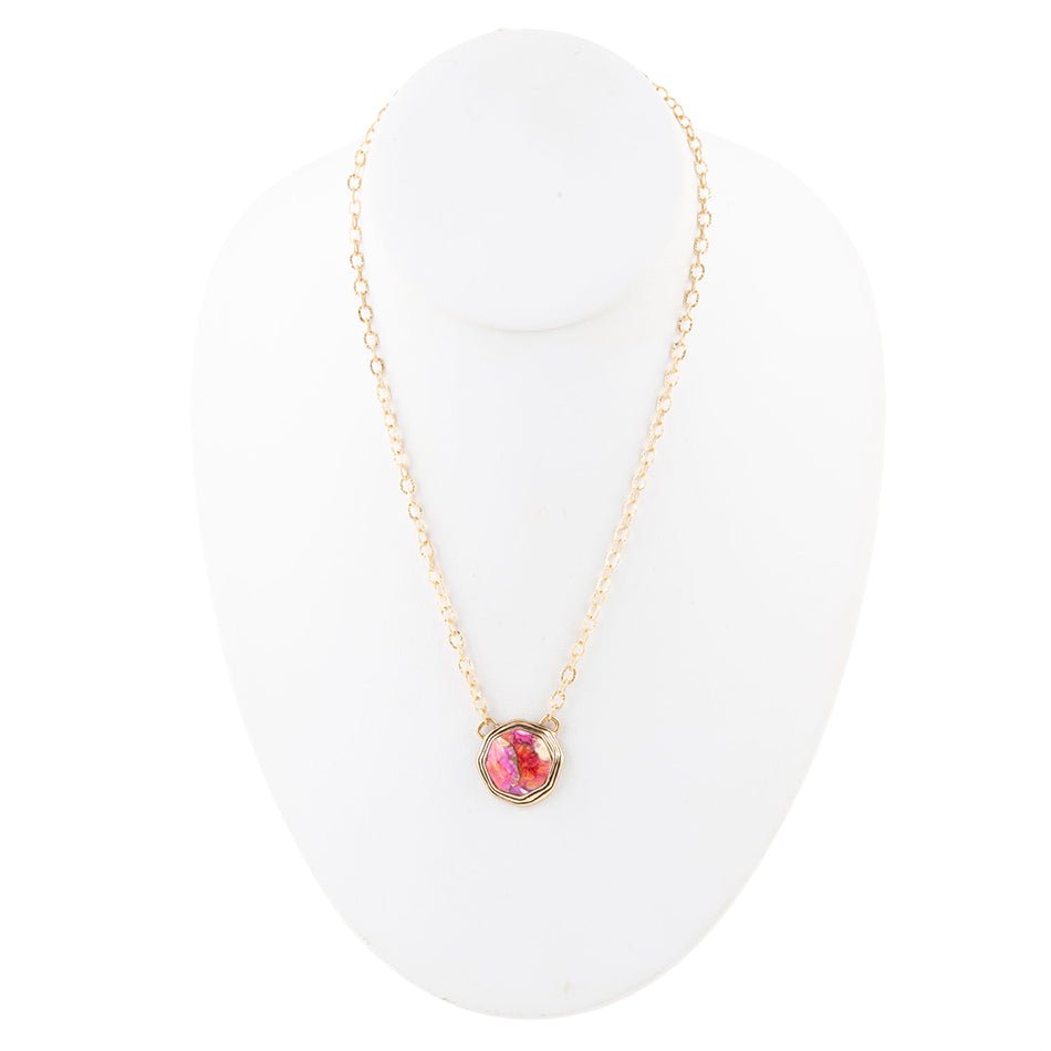 Barse Luca Pink Magenta Spiny Oyster Golden Pendant Necklace