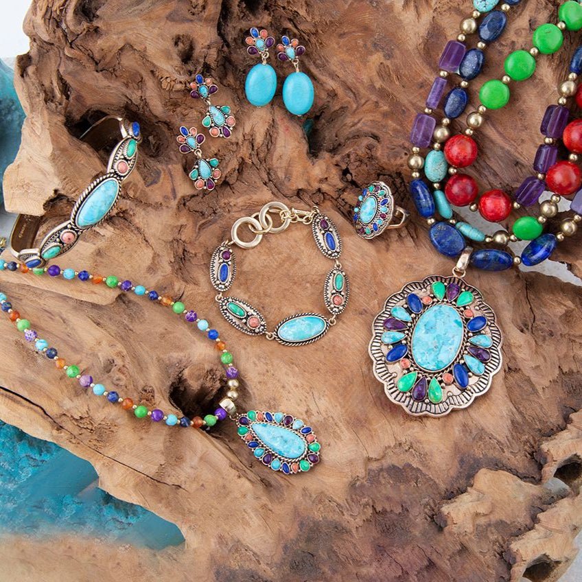 Barse Concho Colorful Golden Statement Ring