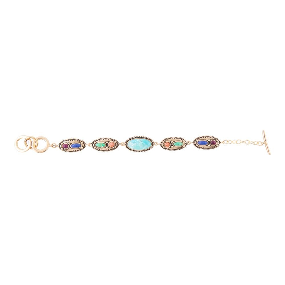 Barse Concho Colourfull Golden Link Bracelet