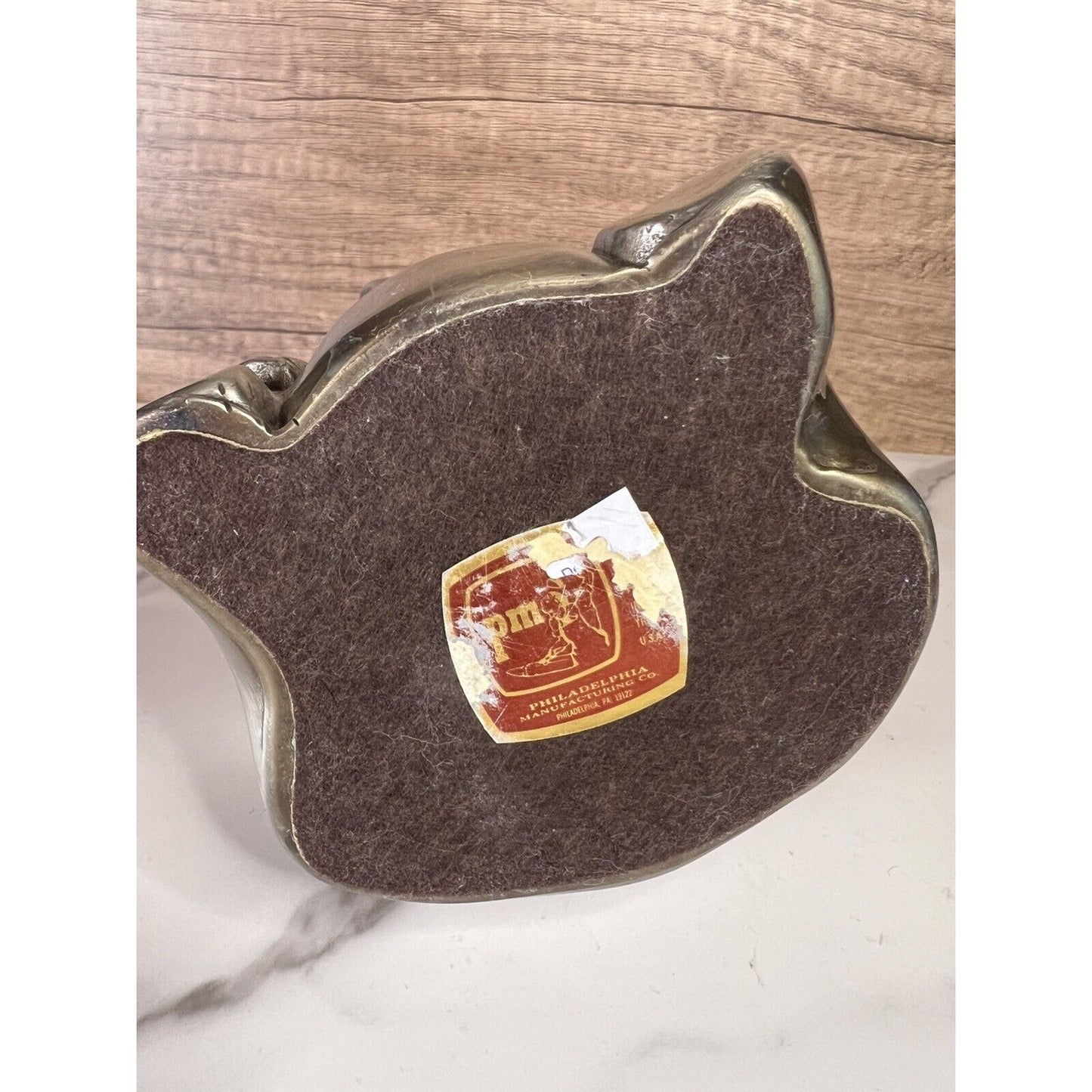 Vtg Elephant Bookend Doorstop Paperweight MCM Silver Gold Trunk Up Elephant