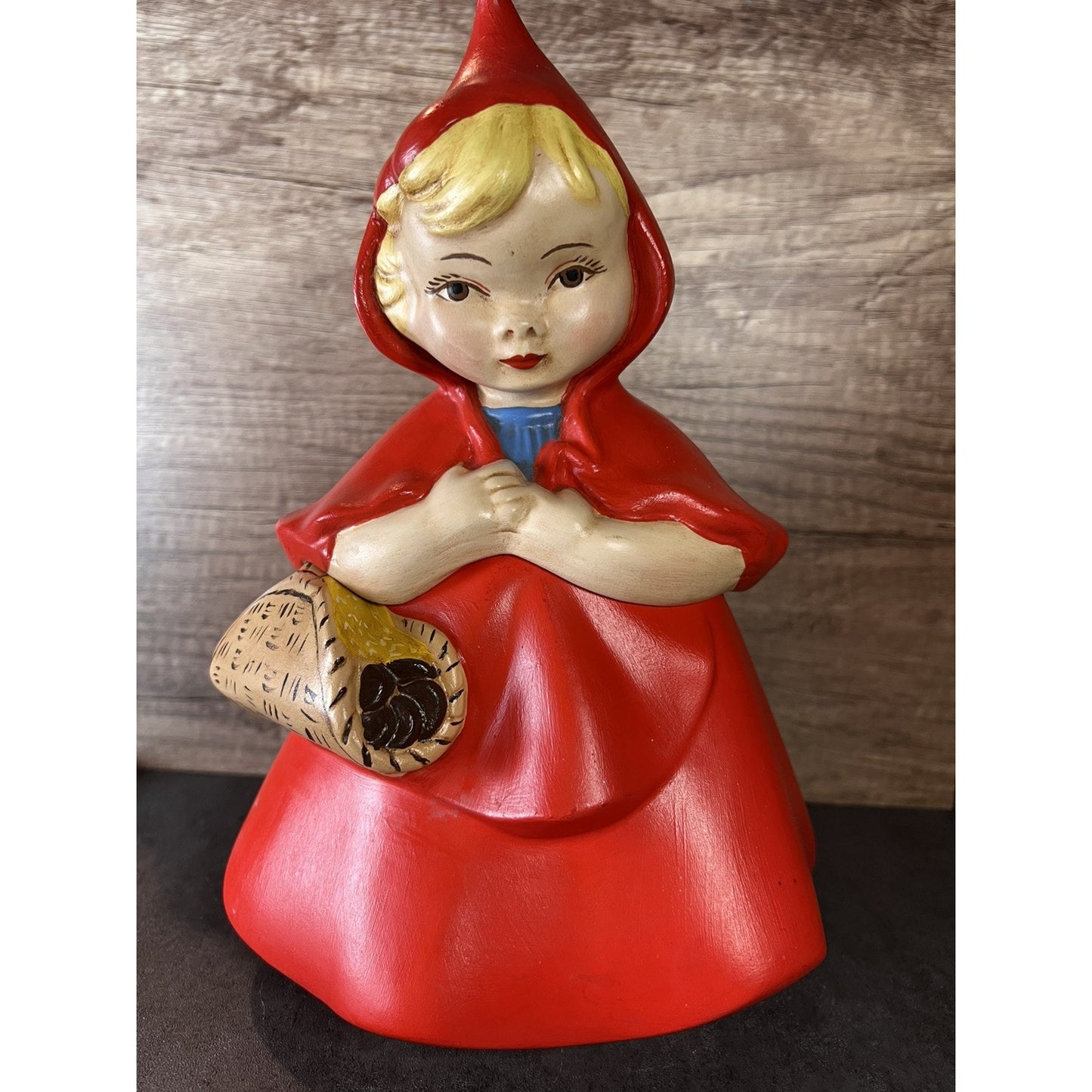 1970 Vtg Little Red Riding Hood Cookie Jar Hand Painted Ceramic Grannycore