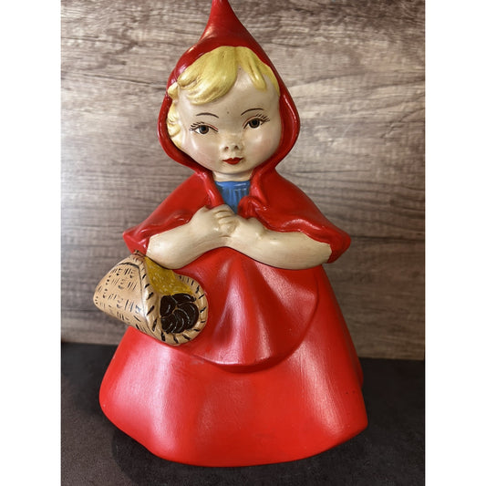 1970 Vtg Little Red Riding Hood Cookie Jar Hand Painted Ceramic Grannycore