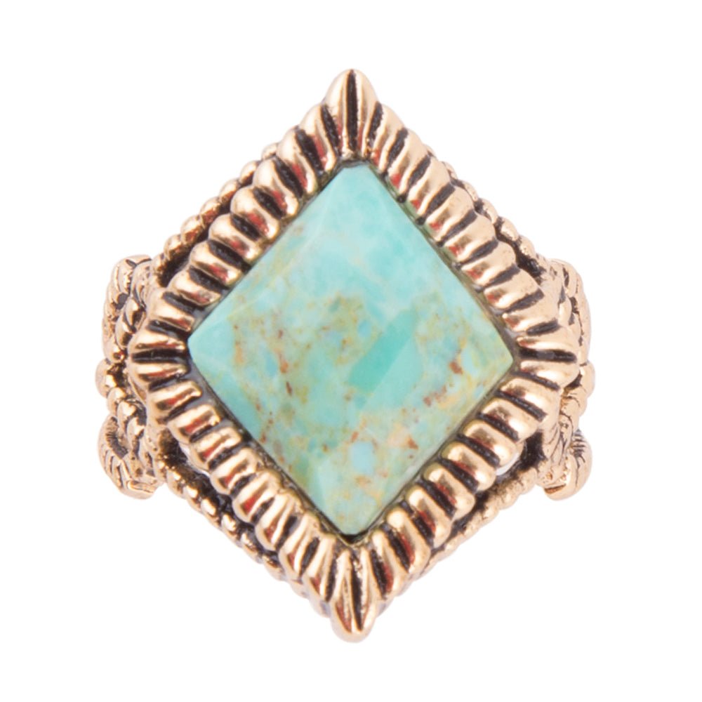 Barse Diamond Days Blue Turquoise and Golden Ring