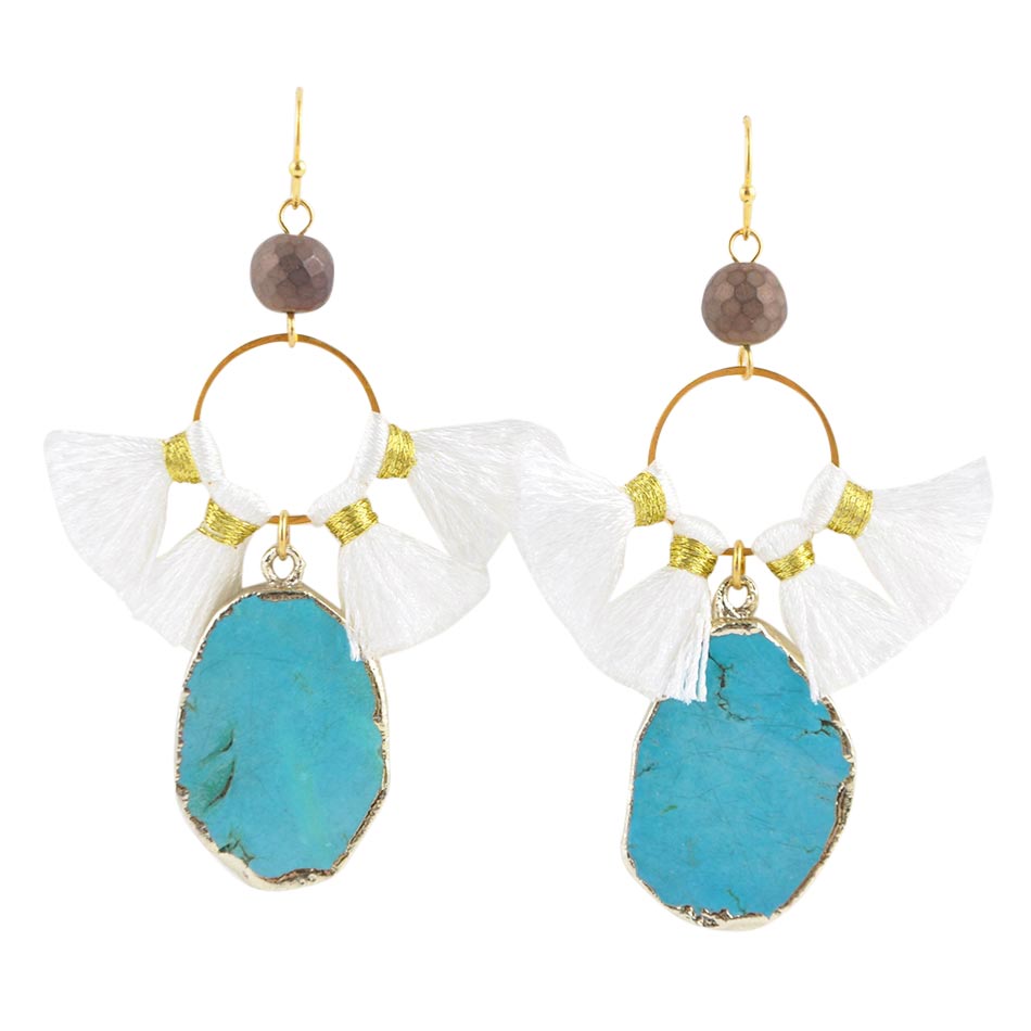 Barse Dreamcatcher Earring-Turquoise Magnesite
