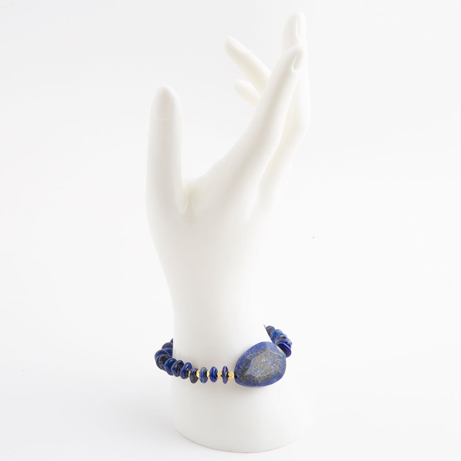 Barse Dreamy  Blue Lapis Chunky Golden Bracelet