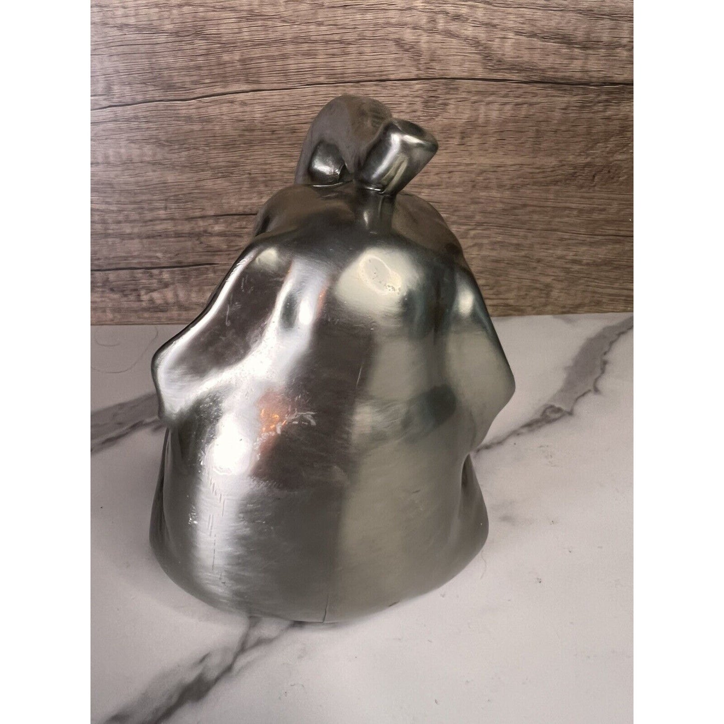 Vtg Elephant Bookend Doorstop Paperweight MCM Silver Gold Trunk Up Elephant