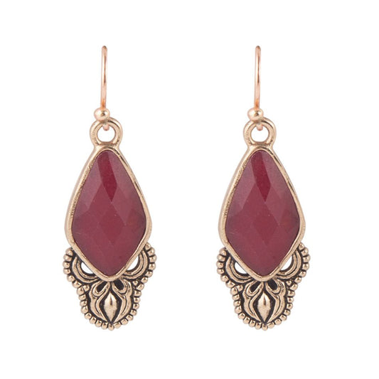 Barse Elegant Bordeaux Quartz Earrings