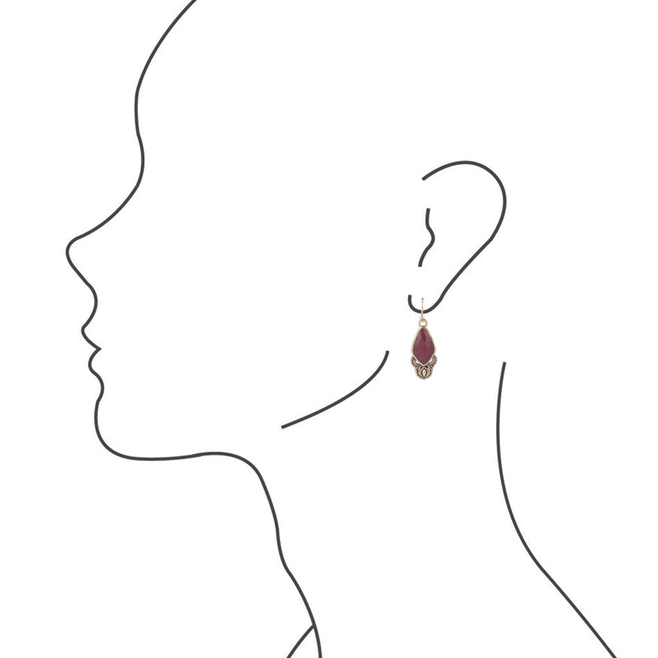 Elegant Bordeaux Quartz Earrings