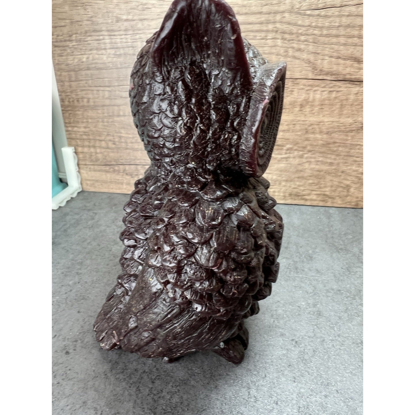 Vtg Wax Owl Sculpture Candle Large 6.75" Handmade Art Collectable