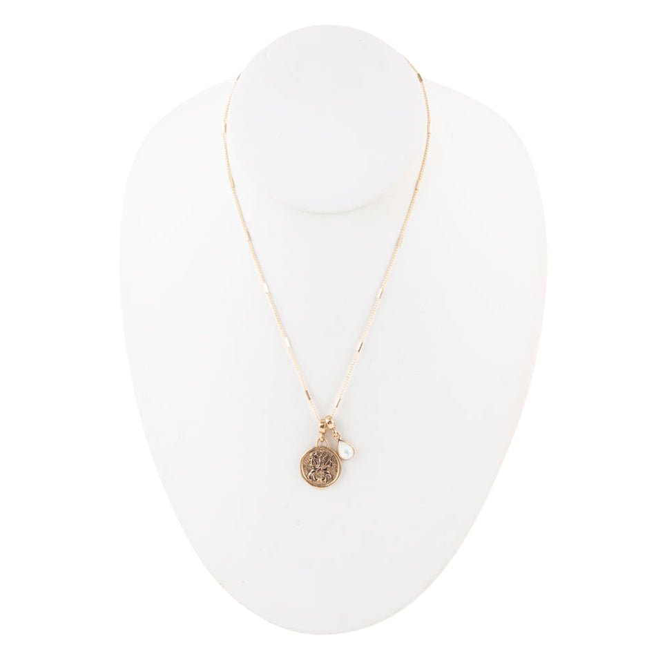 Gemini - Zodiac White Mother of Pearl Golden Charm Necklace