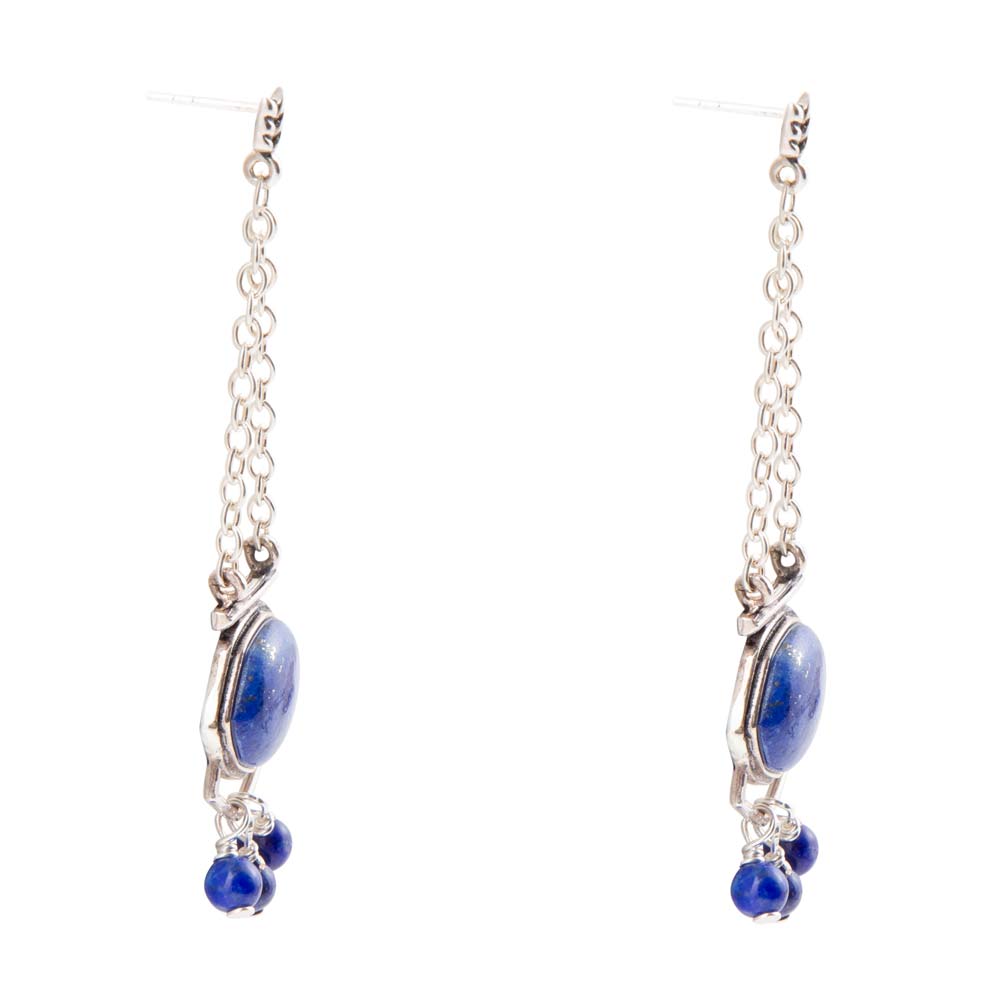 Barse Go West Blue Lapis and Sterling Silver Drop Earrings