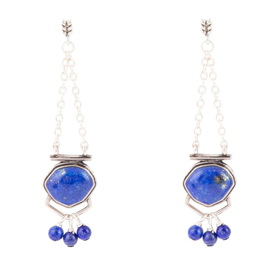 Barse Go West Blue Lapis and Sterling Silver Drop Earrings