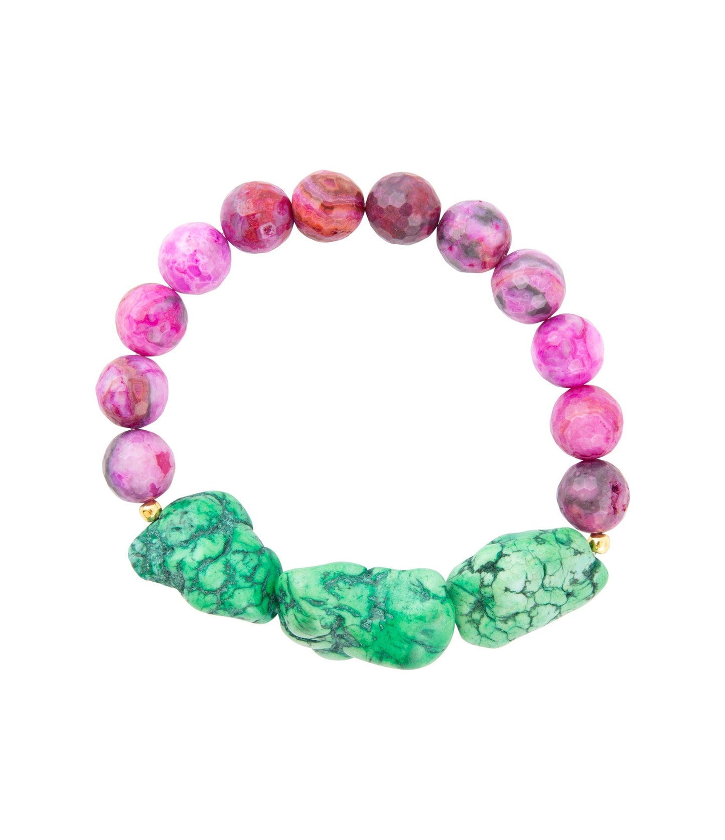 Pink Lace Agate Lime Golden Stretch Bracelet