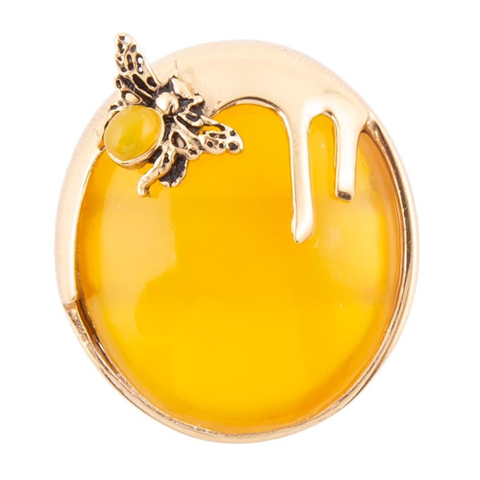 Barse Honey Bee Yellow Agate Golden Ring