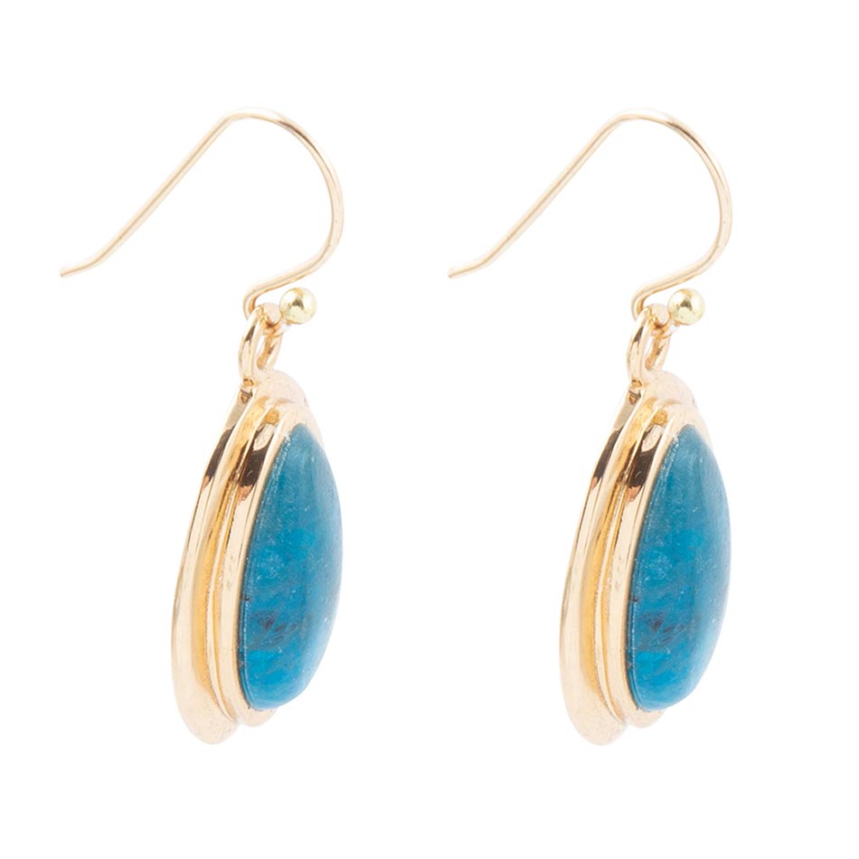 Impressions Blue Apatite Golden Drop Earrings