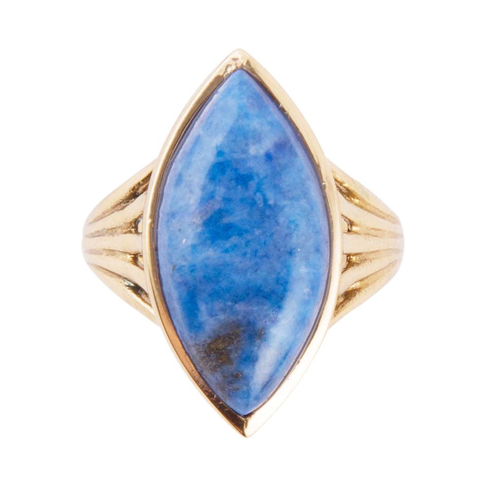 Barse Blue Lapis Golden Spark Ring