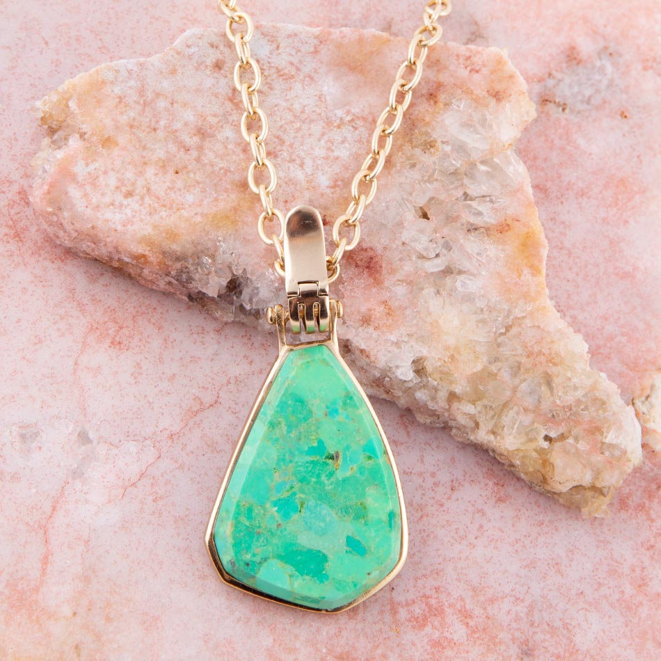 Lime Turquoise Golden Pendant Necklace