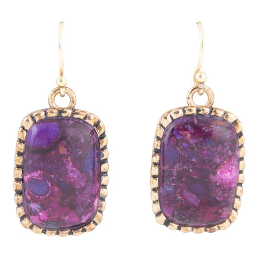 Barse Luminous Purple Turquoise Golden Drop Earrings