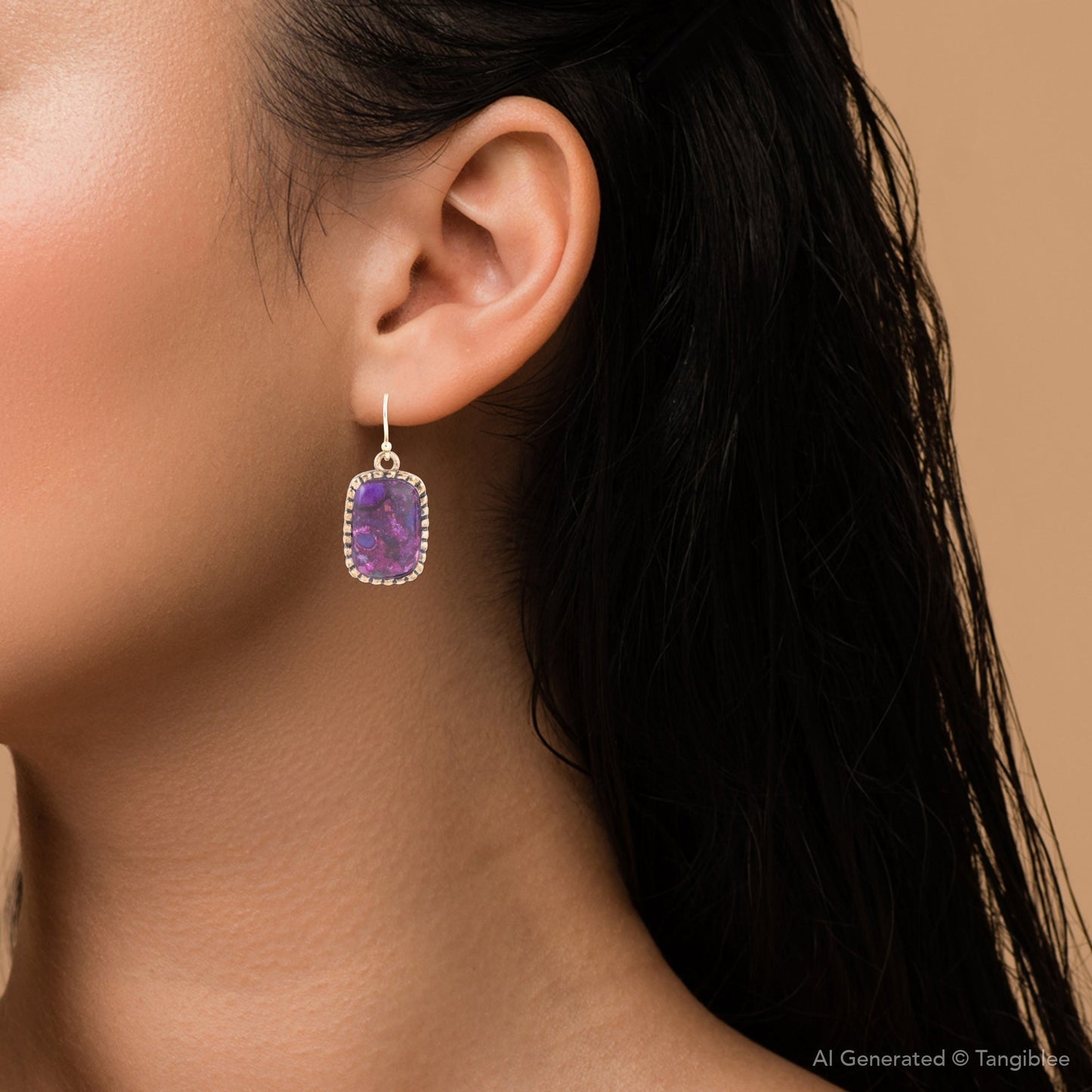 Barse Luminous Purple Turquoise Golden Drop Earrings