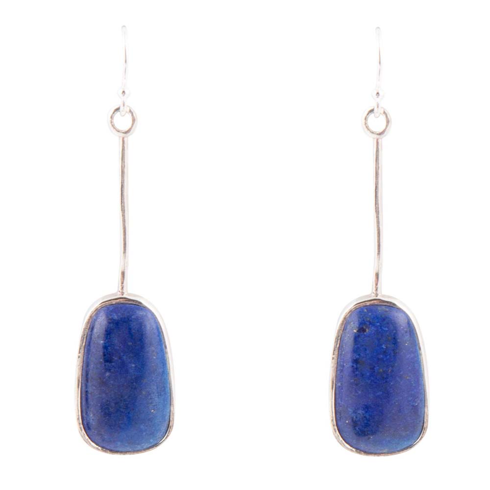 Barse Madeleine Blue Lapis and Sterling Silver Drop Earrings