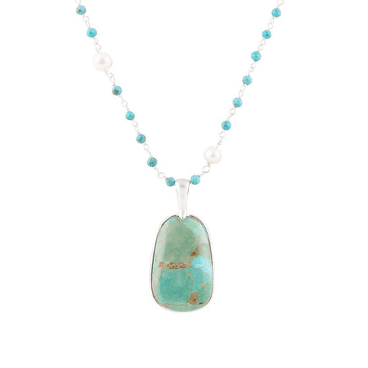 Barse Madeleine Blue Turquoise and Sterling Silver Drop Pendant Necklace
