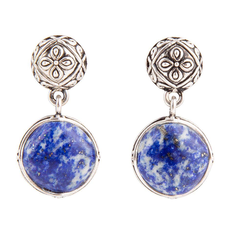 Barse Madrid Blue Lapis Sterling Silver Post Drop Earrings