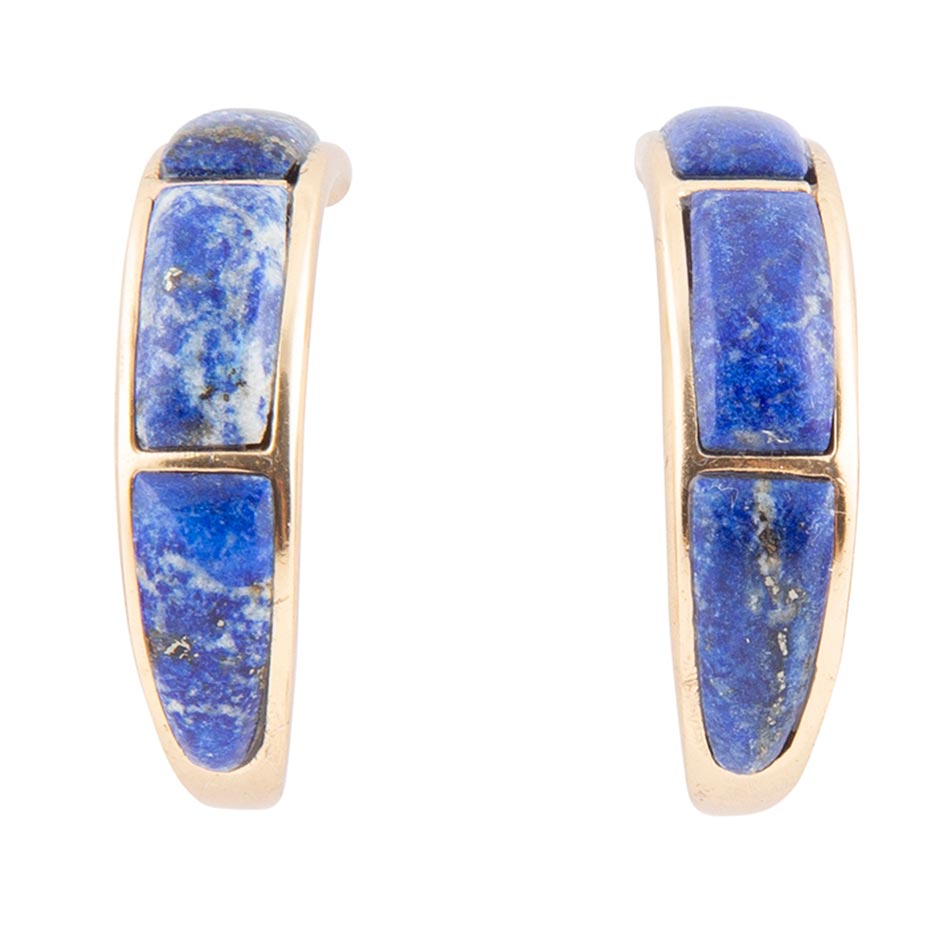 Barse Mila Blue Lapis Hoop Golden Earrings