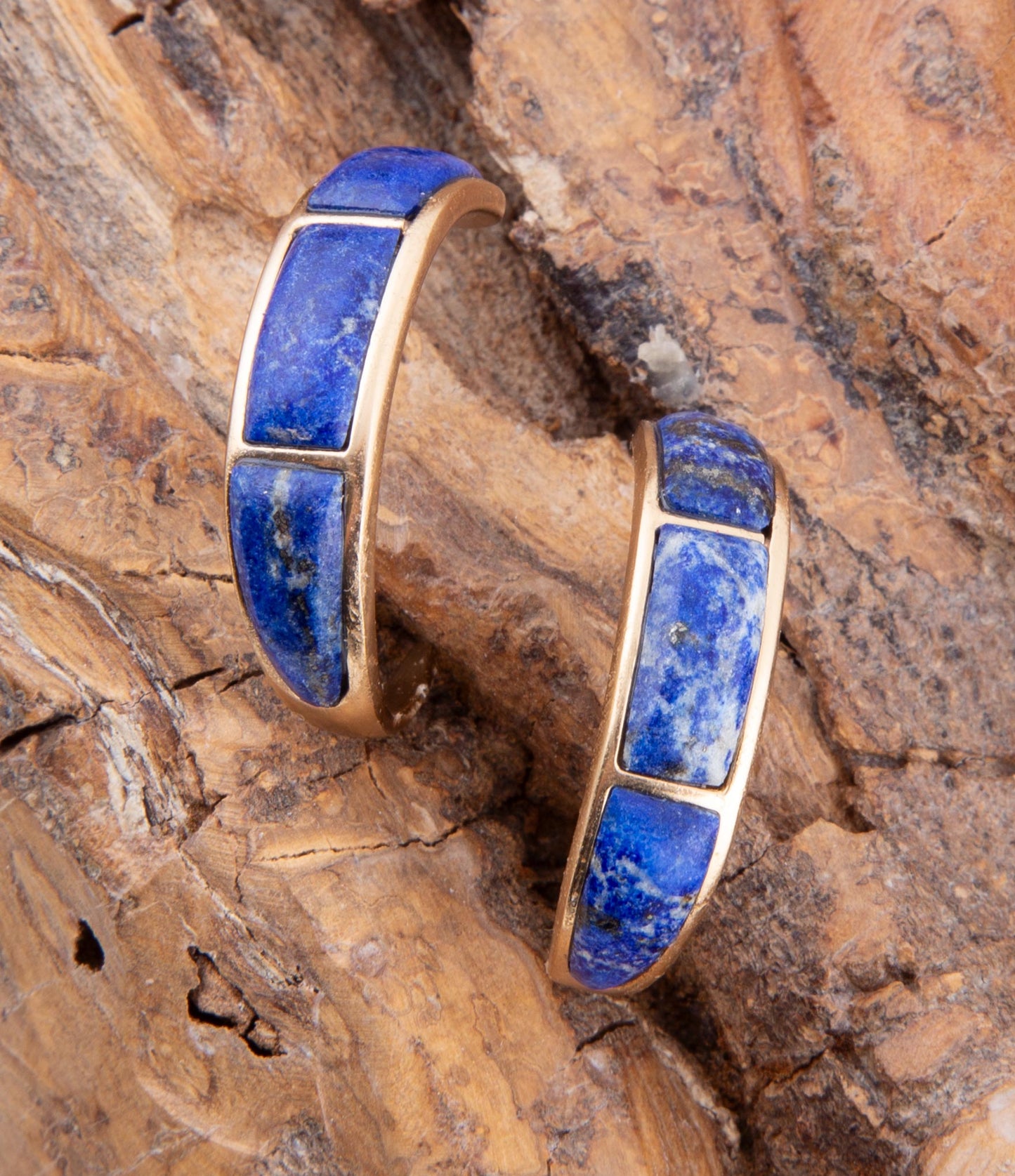 Barse Mila Blue Lapis Hoop Golden Earrings