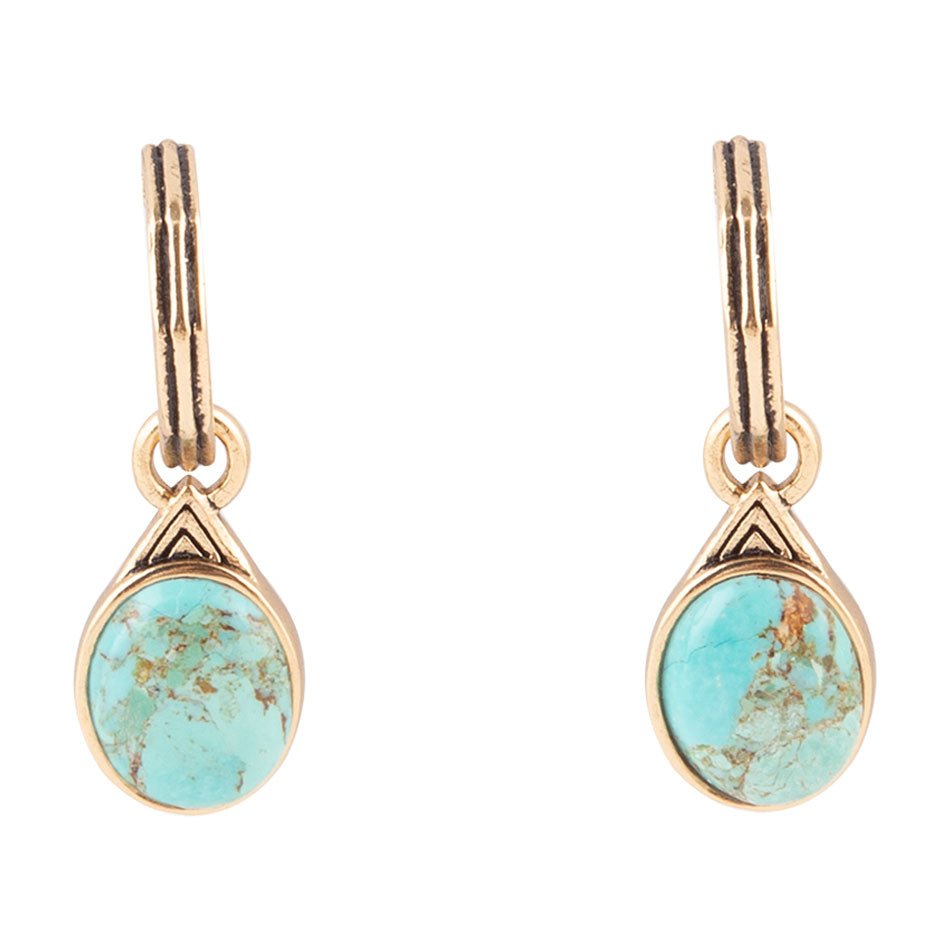 Barse Nova Half-Hoop Blue Turquoise and Golden Earrings