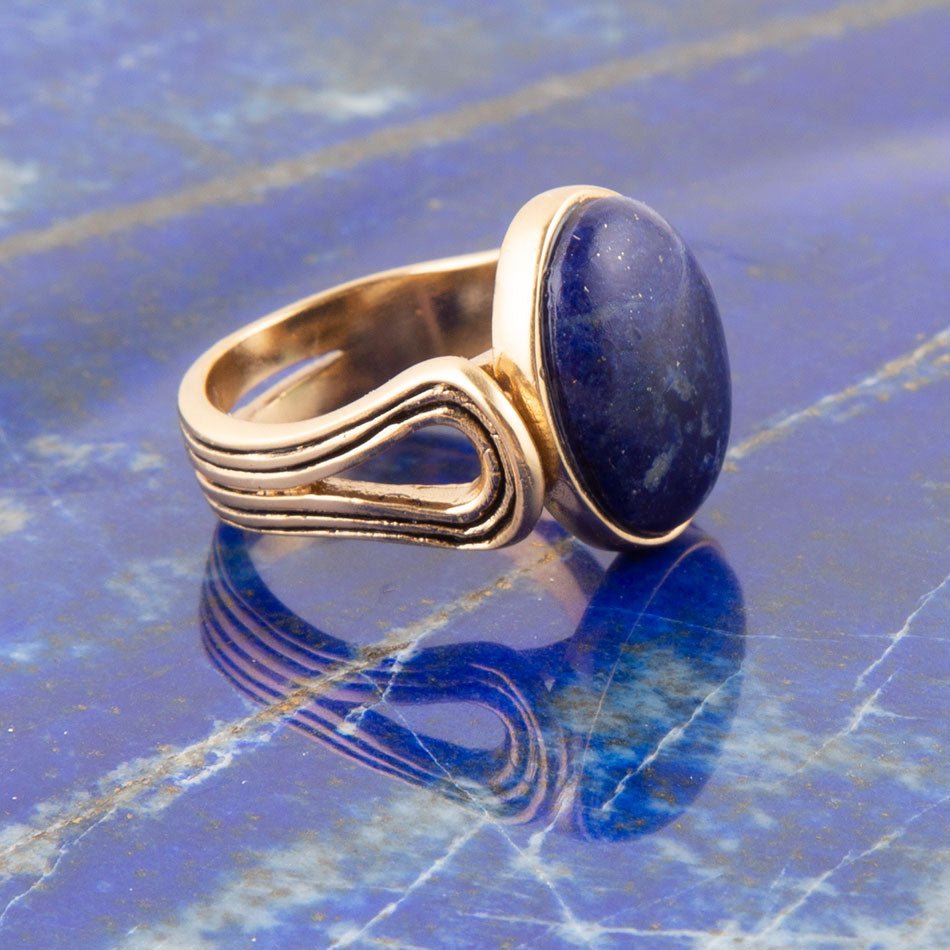 Barse Nova Blue Lapis and Golden Bronze Oval Ring