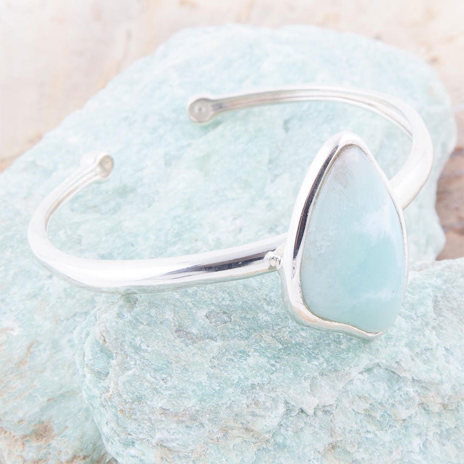 Barse Organic Blue Larimar and Sterling Silver Cuff Bracelet