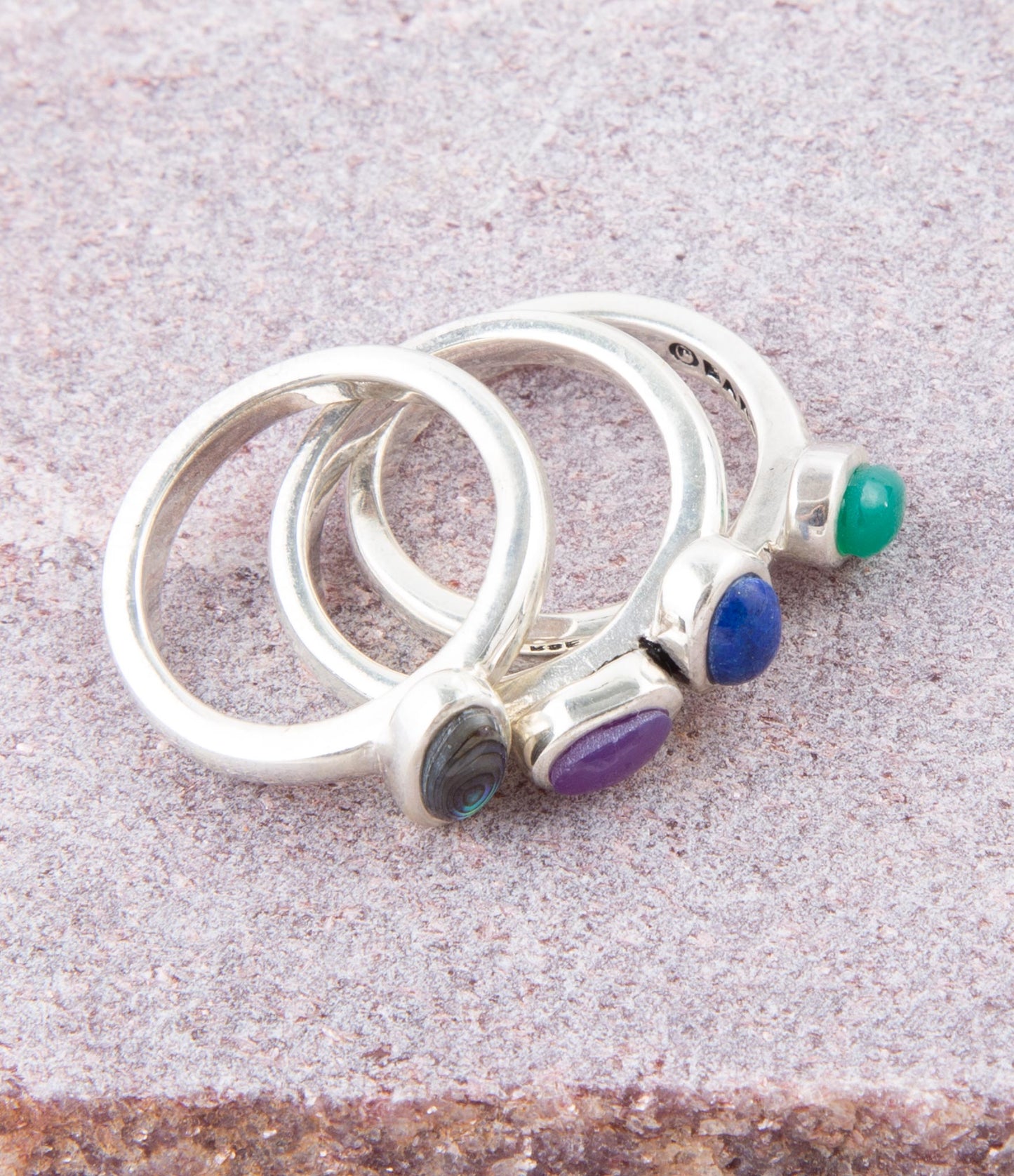 Barse Peacock Colorful Multi-Stone and Sterling Silver Ring Set