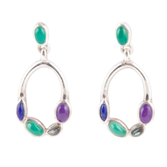 Barse Peacock Multi-Stone Sterling Silver Earrings