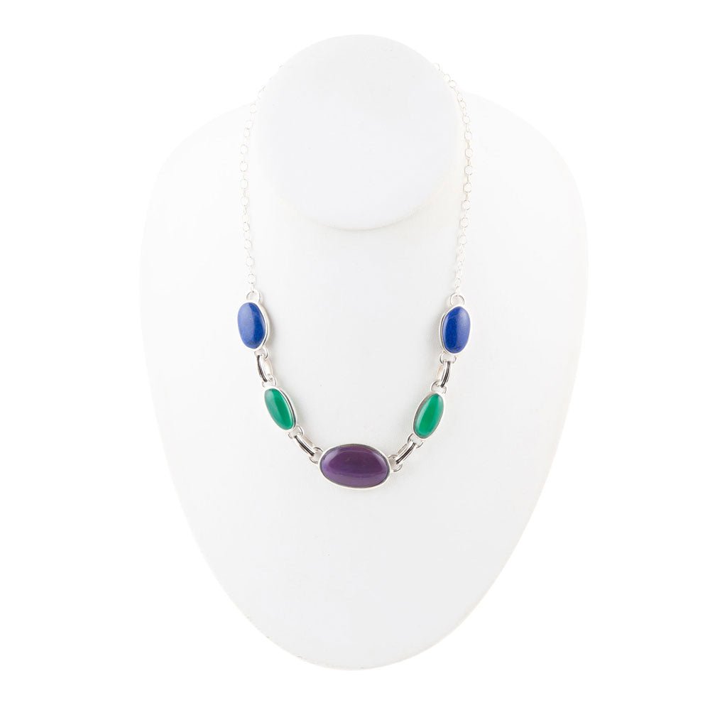 Barse Peacock Purple Agate Multistone Necklace