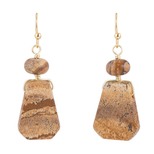 Barse Picture Jasper Slab Earrings