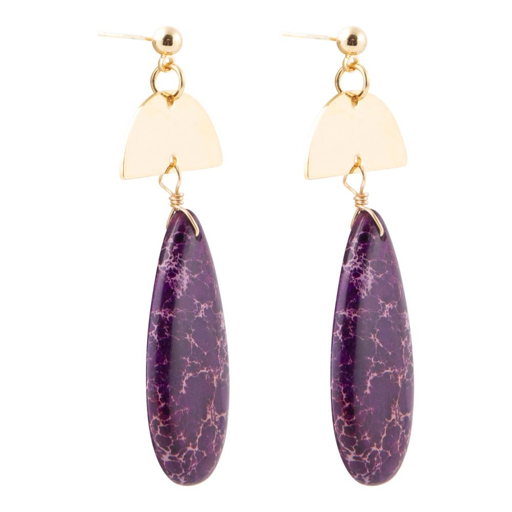 Barse Prescott Purple Jasper Golden Drop Earrings