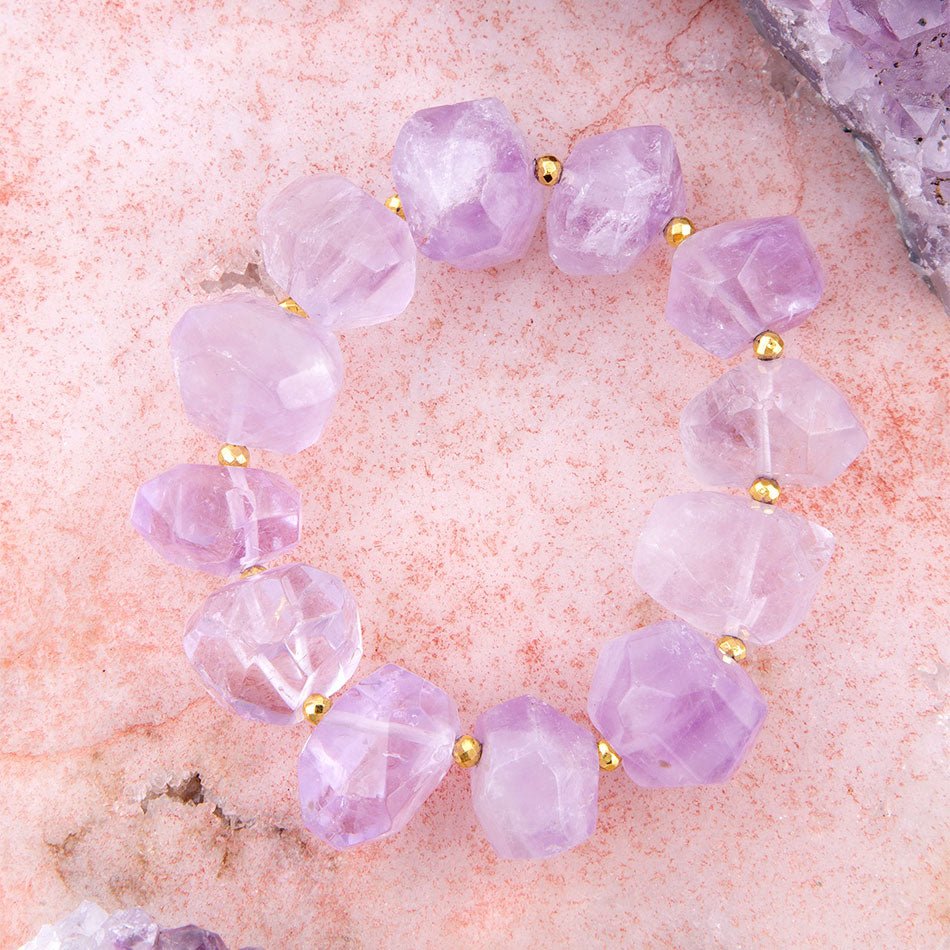 Purple Periwinkle Amethyst Chunky Stretch Bracelet