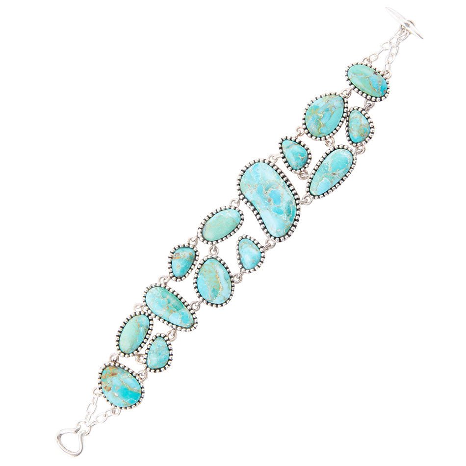 Barse Refined Blue Turquoise Sterling Silver Link Bracelet