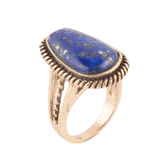 Barse Roped Blue Lapis and Golden Bronze Ring