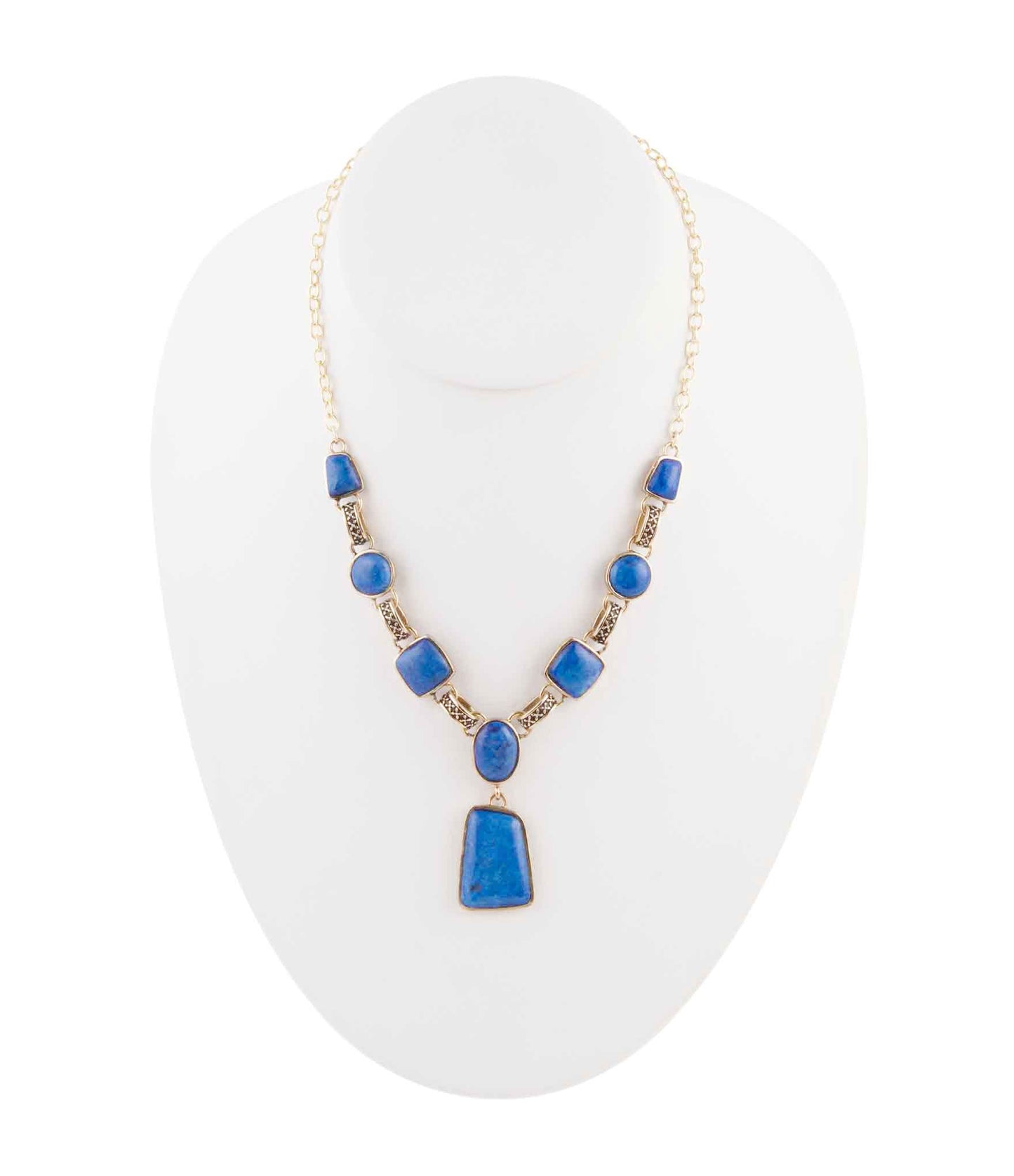 Barse Royal Blue Lapis Golden Pendant Necklace