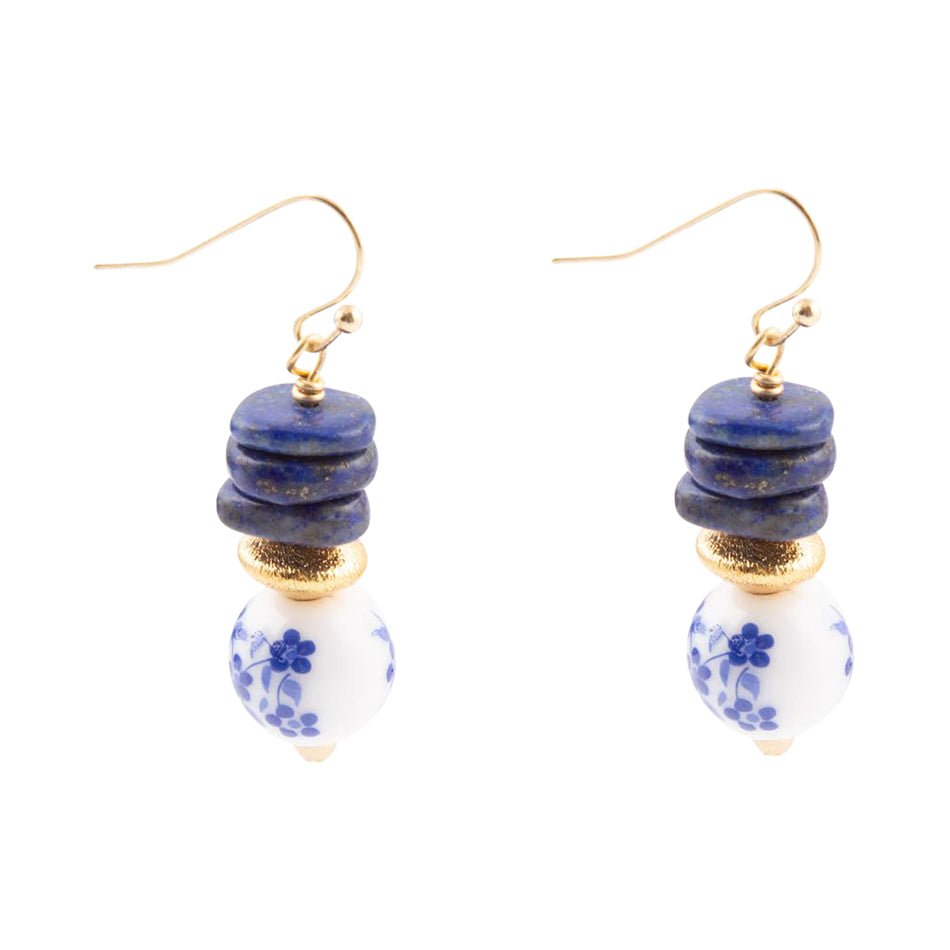 Barse Santorini Cobalt Blue Lapis Drop Earrings