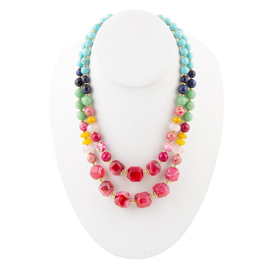 Barse Colorful Serape Multi Stone Statement Necklace