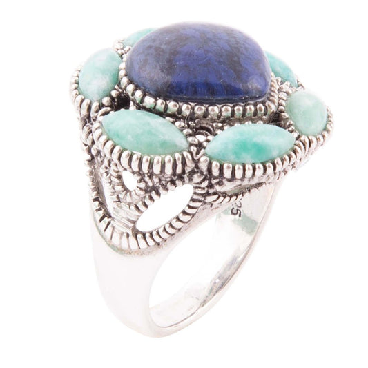 Barse Soledad Blue Denim Lapis & Amazonite Sterling Silver Ring
