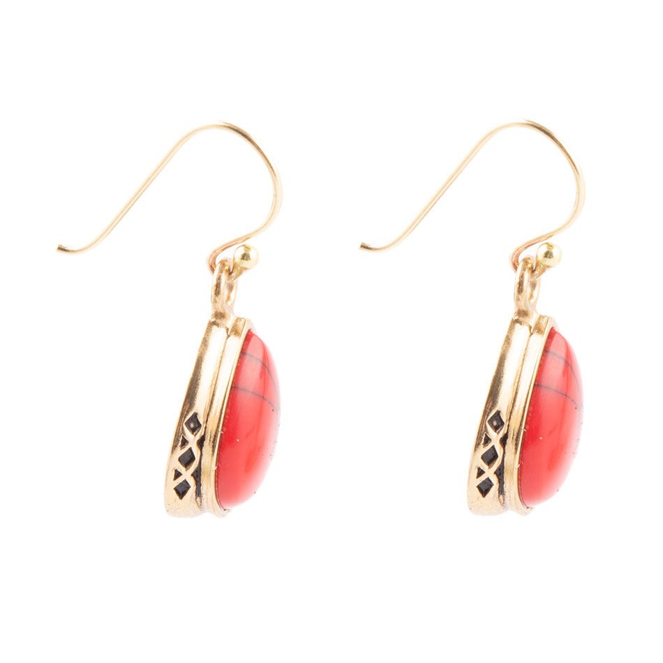 Barse The Perfect Drop Red Howlite Earrings
