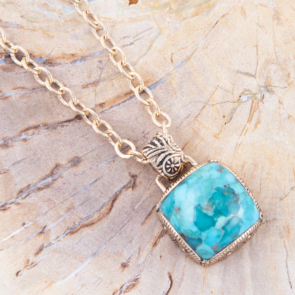 Barse Three Turquoise Stone Necklace