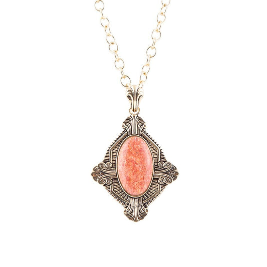 Barse Valerie Orange Sponge Coral and Golden Pendant Necklace