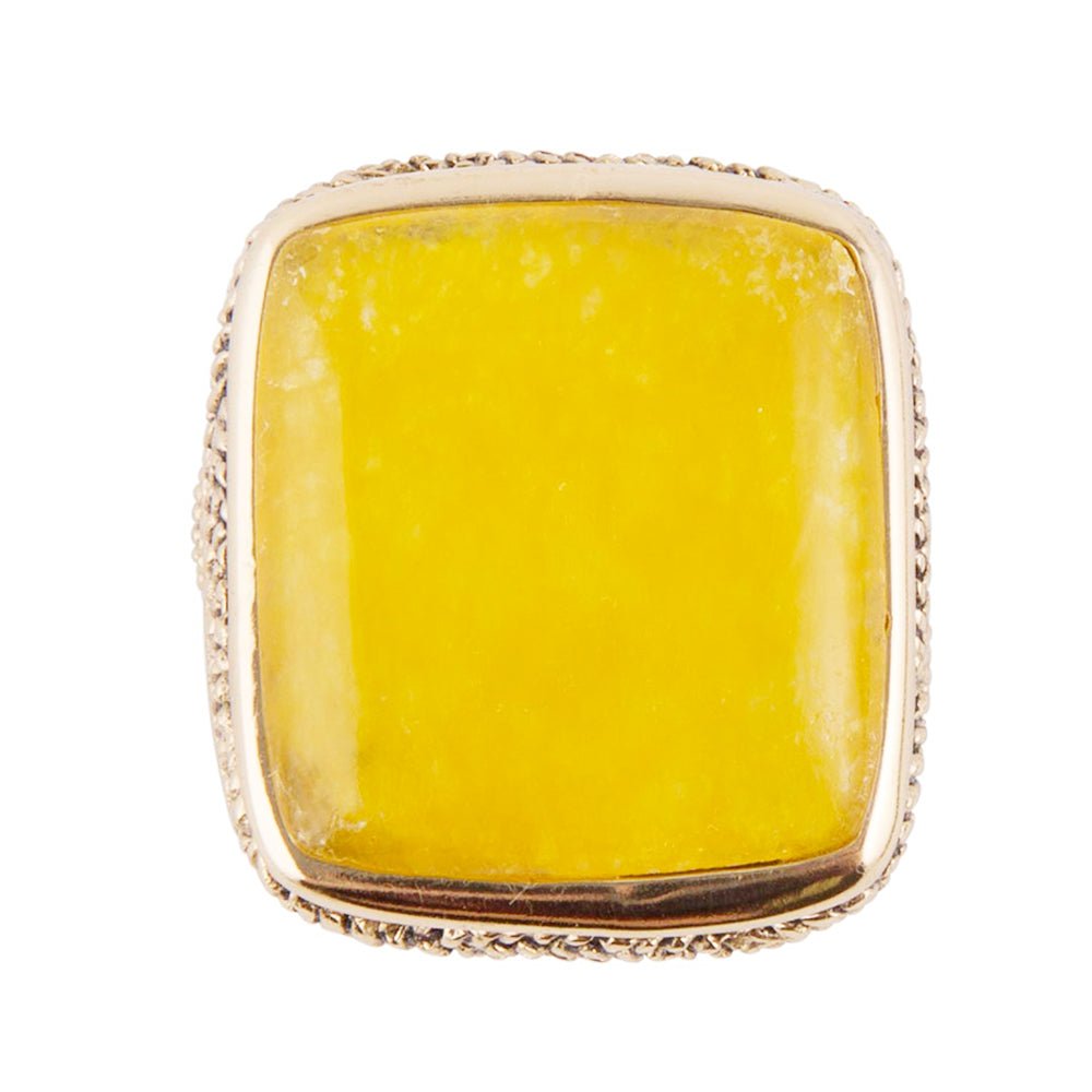 Barse Yellow Agate and Golden Statement Ring